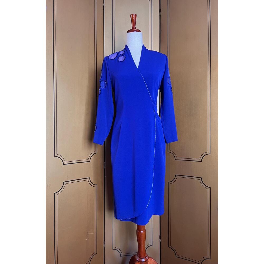 Vintage cocktail dress in ultramarine blue, size 6
